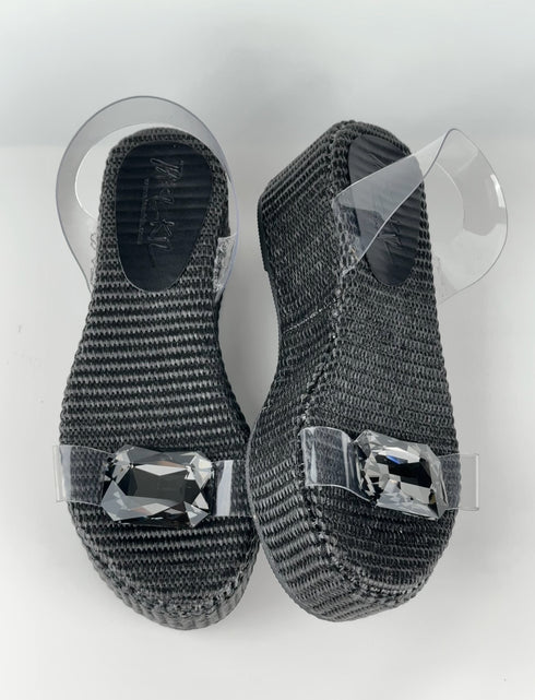 PAROS SİYAH TAŞLI DOLGU SANDALET